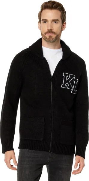 Свитер Varsity Shawl Collar Cardigan Karl Lagerfeld Paris, черный