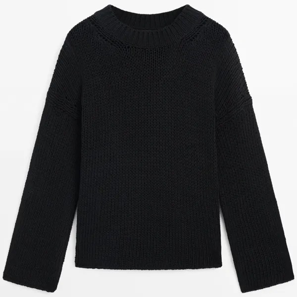 Джемпер Massimo Dutti Crew Neck Knit, черный