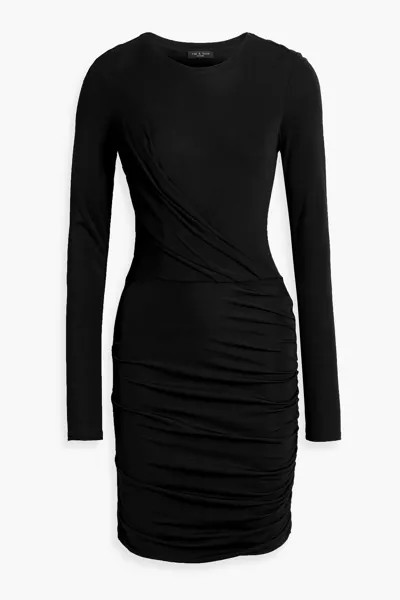 Платье мини Holly из эластичного джерси с эффектом запаха и сборками RAG & BONE, черный