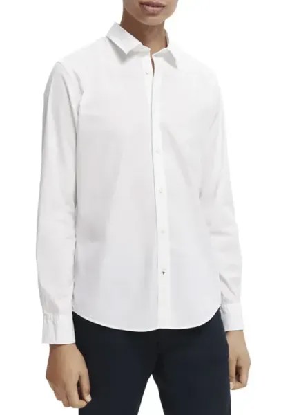 Рубашка Scotch & Soda с длинными рукавами, натуральный хлопок, белый