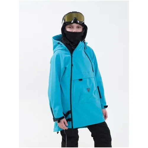 Горнолыжная куртка Sherysheff, карман для ски-пасса, регулируемый край, ветрозащитная, водонепроницаемая, карманы, регулируемый капюшон, мембранная, светоотражающие элементы, несъемный капюшон, регулируемые манжеты, размер 134, бирюзовый