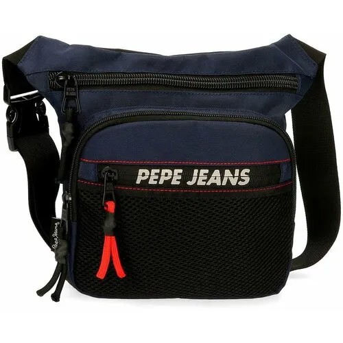 Сумка  поясная Pepe Jeans, регулируемый ремень, синий