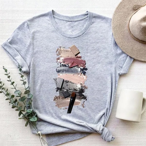 Tee Top Fashion Футболка Одежда 90-х Сладкий стиль Тренд Акварель Повседневный Короткий рукав Женщины Принт Леди Женская Графическая футболка