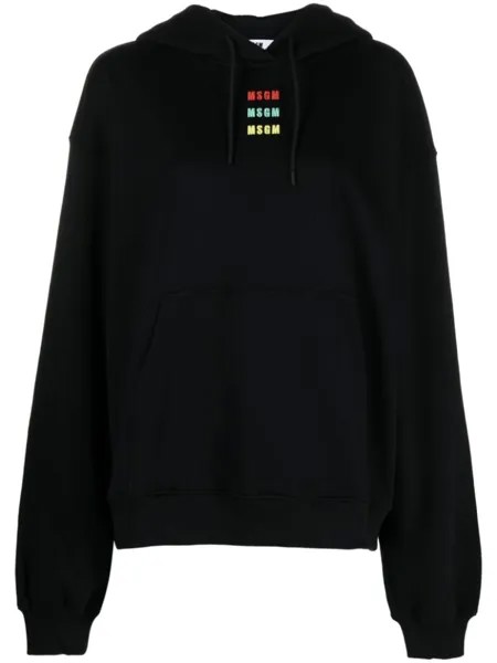 MSGM худи из джерси с вышитым логотипом, черный