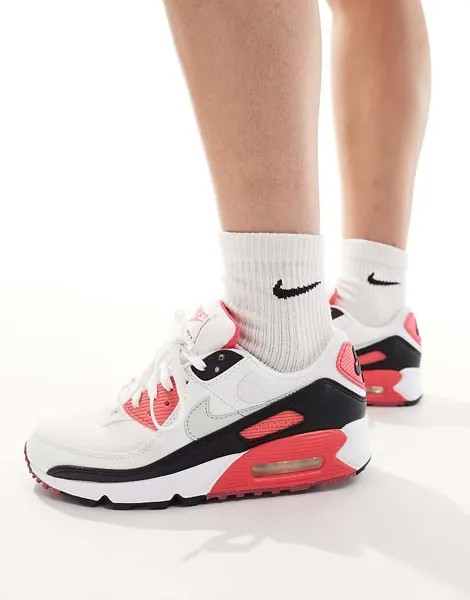 Nike – Air Max 90 – спортивная обувь белого, черного и розового цвета