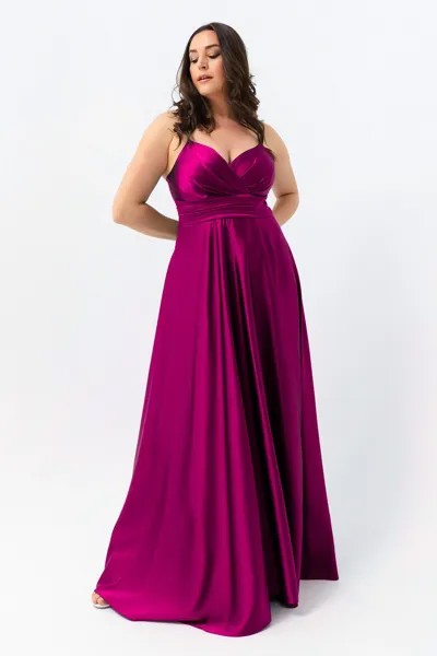Женское атласное длинное вечернее платье на бретельках сливового цвета и выпускное платье больших размеров Lafaba, фиолетовый