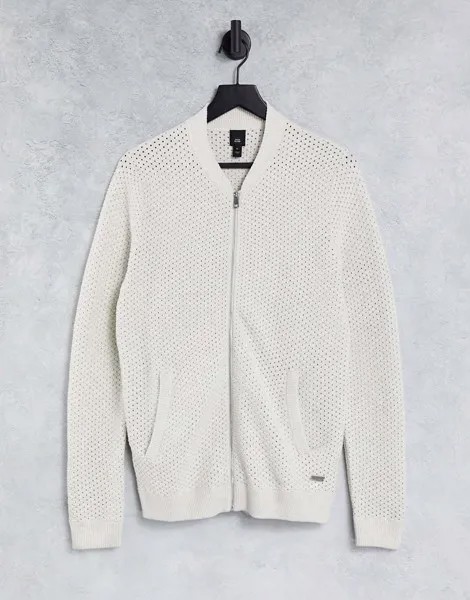 Серый фактурный бомбер с длинными рукавами River Island