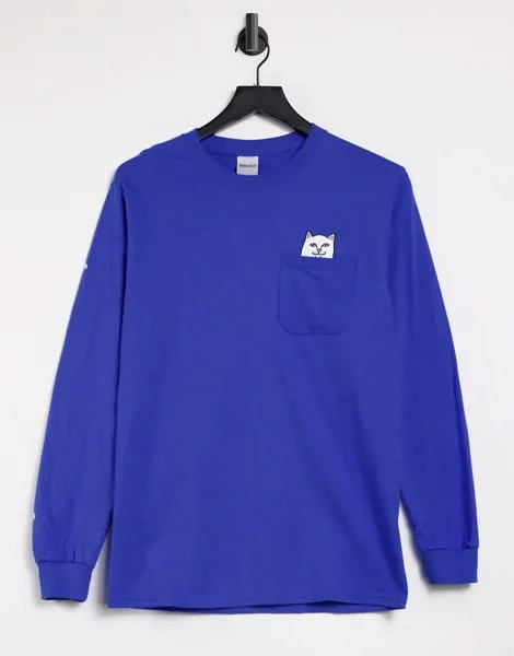Синий лонгслив с карманом RIPNDIP Lord Nermal-Голубой