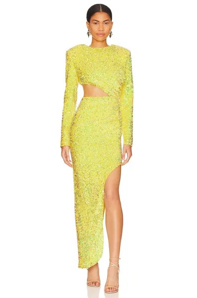 Платье Bronx and Banco Ricky Sequins Gown, цвет Neon Yellow
