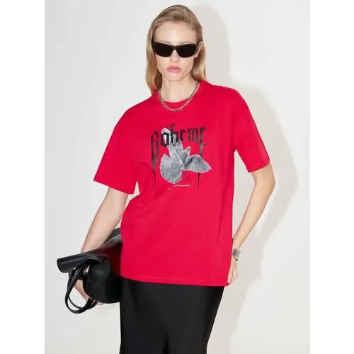 Футболка TOPTOP, оверсайз, хлопок, размер XS/S, розовый