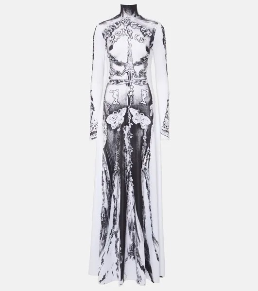 Платье из джерси Dentelle Trompe l'oeil Jean Paul Gaultier, белый
