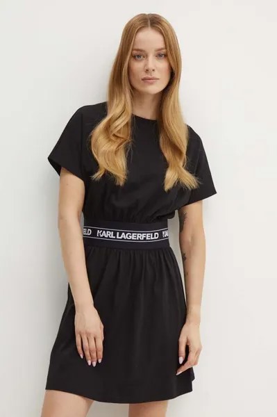 Хлопковое платье Karl Lagerfeld, черный