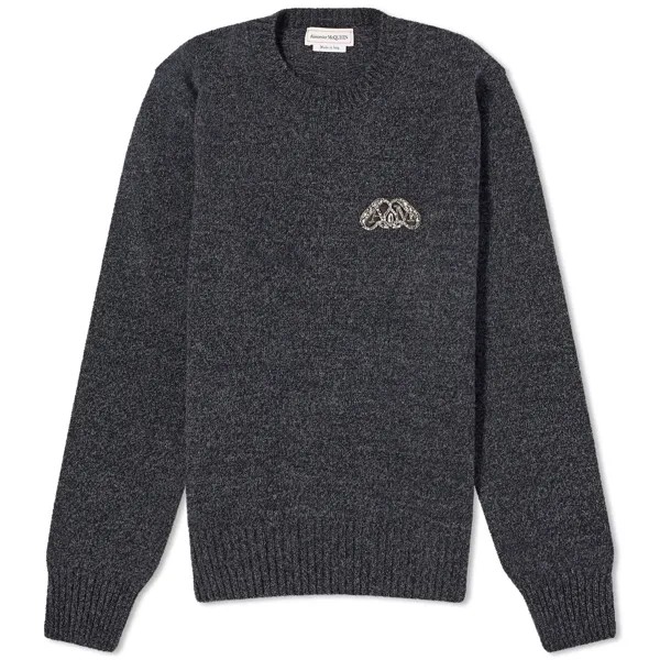 Свитер Alexander Mcqueen Jewelled Seal Logo Crew Neck Jumper, цвет Charcoal