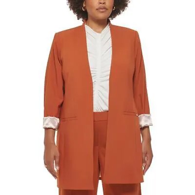 Calvin Klein Женский оранжевый вязаный длинный пиджак с открытым передом плюс 24 Вт BHFO 0759