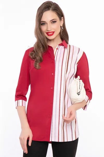 Рубашка женская LT Collection Идеальный стиль бордовая 46 RU