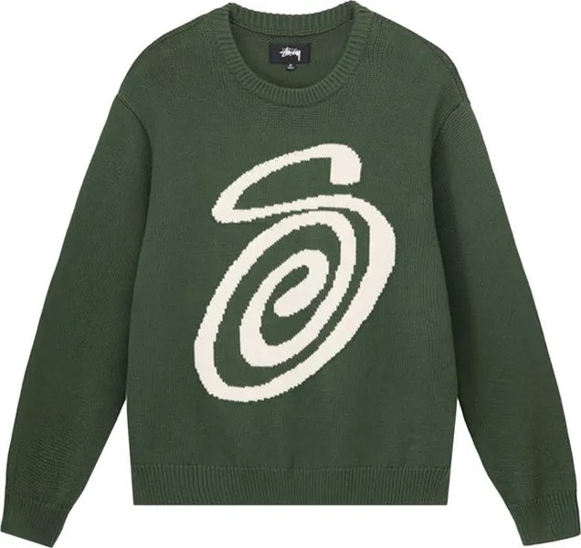 Свитер Stussy Curly S Sweater 'Green', зеленый