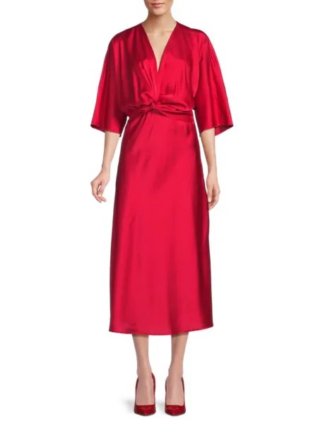 Атласное платье-миди с переплетением Renee C., красный