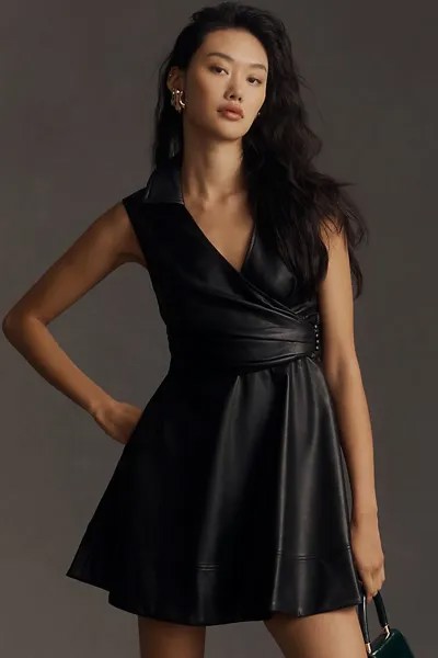 Мини-платье Maeve из искусственной кожи, черный