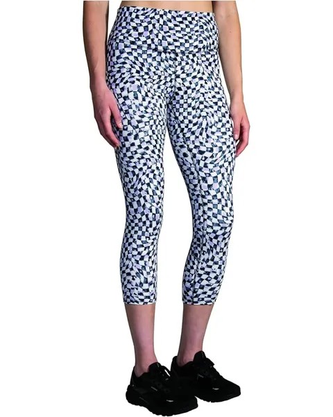 Брюки капри Brooks Spark, цвет Speed Check Black/White