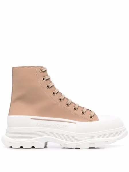 Alexander McQueen высокие кеды с тисненым логотипом, нейтральный цвет