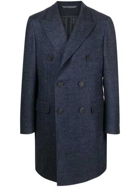 Canali двубортное шерстяное пальто, синий