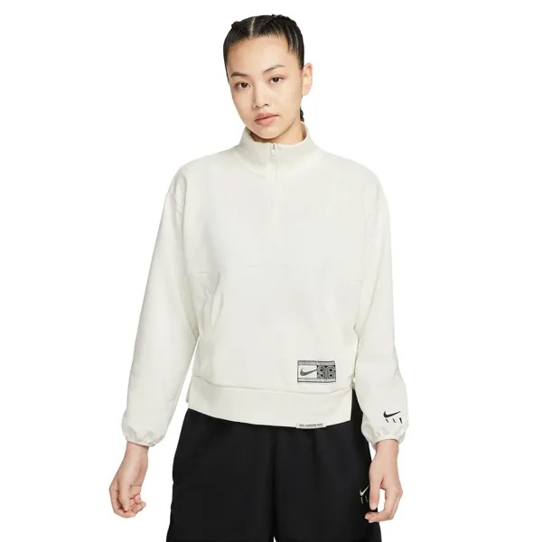 Свитшот Nike Dri-Fit Swoosh Fly Women's 1/4 Zip Basketball, белый/черный