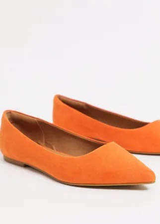 Оранжевые остроносые балетки ASOS DESIGN-Оранжевый цвет