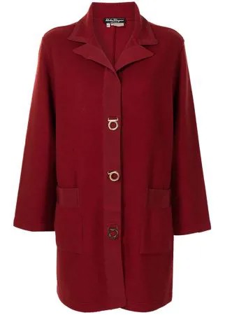 Salvatore Ferragamo Pre-Owned полупальто 1990-х годов с пуговицами Gancini
