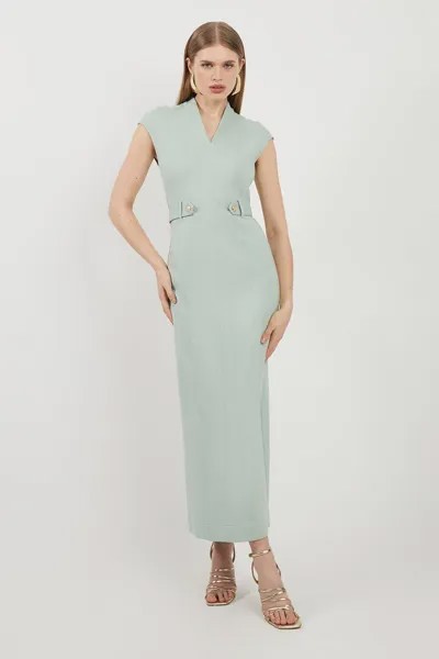 Платье миди из джерси с поясом Ponte Karen Millen, зеленый
