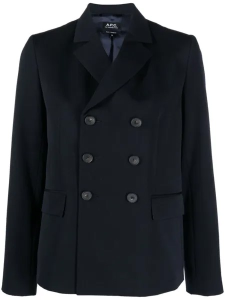 A.P.C. двубортный пиджак, синий