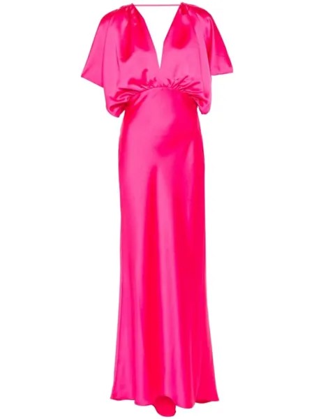 PINKO атласное платье макси, розовый