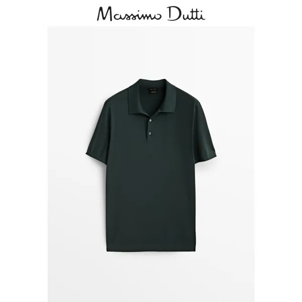 Рубашка мужская Massimo Dutti с короткими рукавами, темно-зеленый