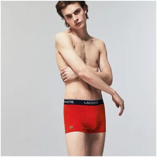 Трусы боксеры LACOSTE, средняя посадка, размер S, синий, 3 шт.