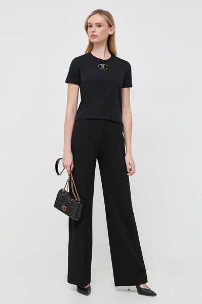 Хлопковая футболка Elisabetta Franchi, черный