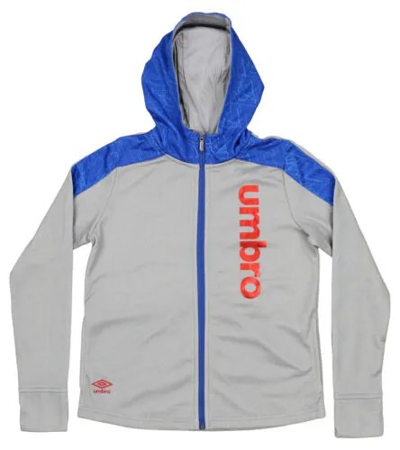 Молодежная толстовка с молнией Umbro для девочек, средний серый оттенок Heather/Tw Royal