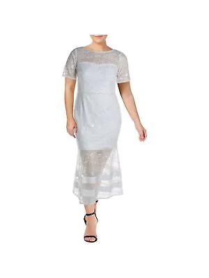 AIDAN MATTOX Женское белое вечернее платье миди с короткими рукавами + расклешенное вечернее платье Размер: 8
