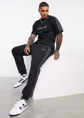 Черный джоггеры со вставками из атласа adidas Originals SPRT-Черный цвет