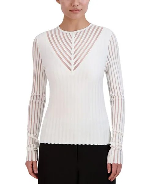 Прозрачный пуловер-свитер BCBGMAXAZRIA, цвет White