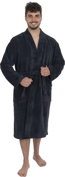 Wewo fashion мужской халат (1 шт.), с воротником-кимоно, длинный, антрацит