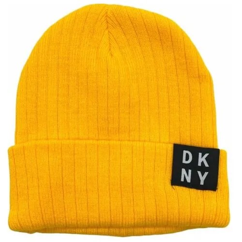 Шапка DKNY желтая с лого Classic Logo Knit Beanie