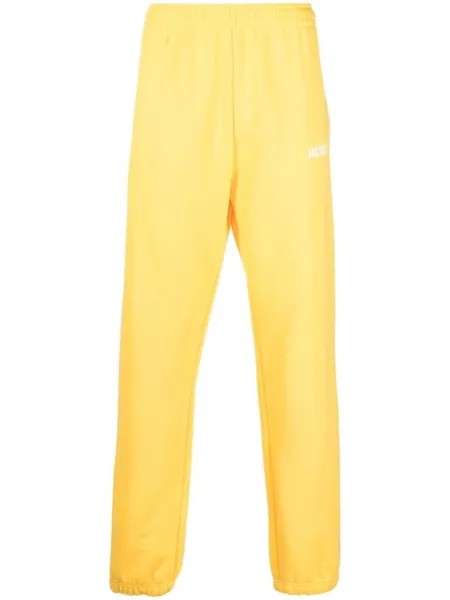 Jacquemus спортивные брюки из органического хлопка с логотипом, желтый