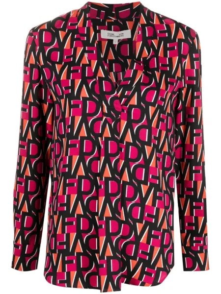 Diane Von Furstenberg блузка с длинными рукавами и монограммой, розовый