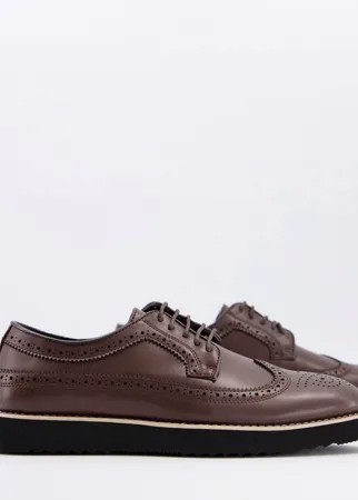 Коричневые броги на шнуровке в стиле casual Truffle Collection-Коричневый цвет