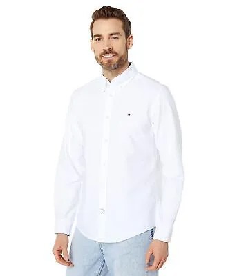 Мужская однотонная оксфордская рубашка на пуговицах Tommy Hilfiger New England индивидуального кроя