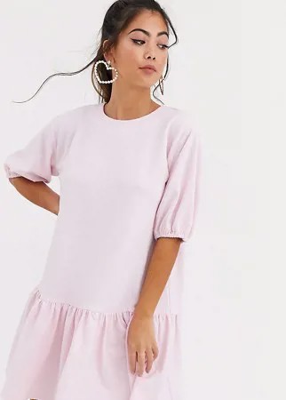 Розовое свободное фактурное платье ASOS DESIGN Petite-Розовый