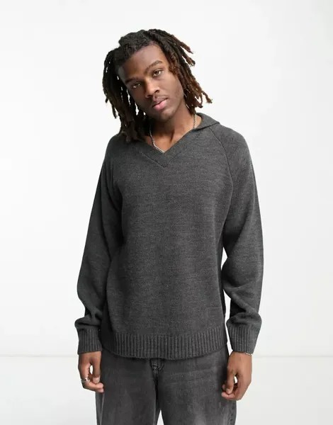 COLLUSION – вязаный свитер антрацитового цвета с воротником