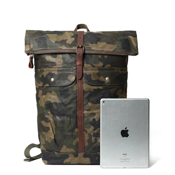 Уличный рюкзак, Повседневная масляная Вощеная камуфляжная сумка для студентов колледжа, леопардовая сумка, мужской рюкзак для путешествий