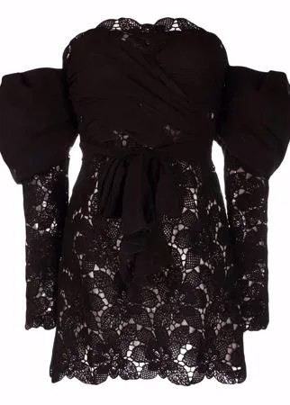 Giambattista Valli кружевное платье с открытыми плечами