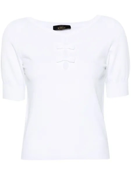 TWINSET топ в рубчик с бантом, белый