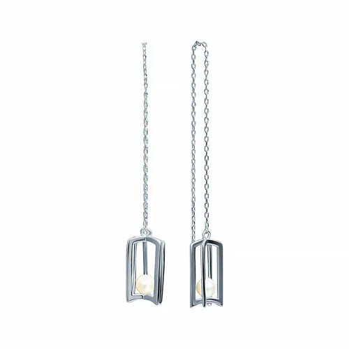 Серьги ELEMENT47, серебро, 925 проба, жемчуг
